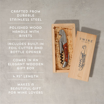 Wooden Handled Double Hinged Corkscrew and a Gift