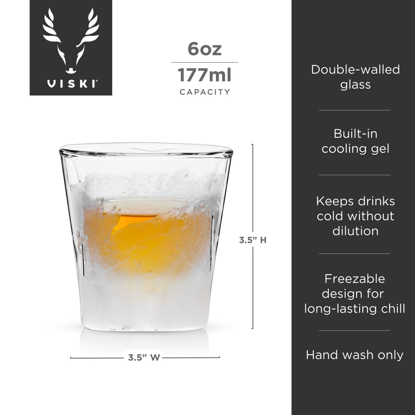 Double Wall Whiskey Glass with Cooling Gel
