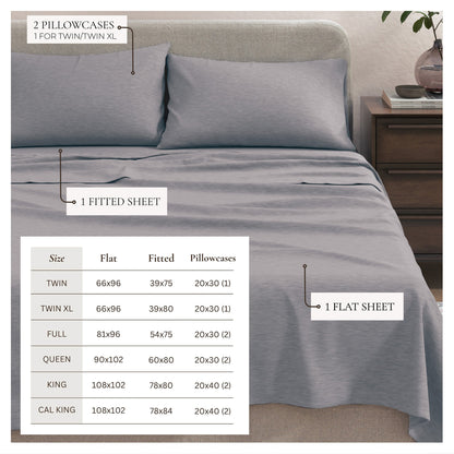 Heathered Jersey and Cotton Blend Bed Sheets