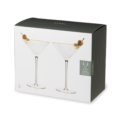 the Gold Rim Rippled Crystal Martini Glasses Set