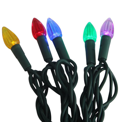 Ensemble de 50 lumières LED multicolores C3 en forme de diamant, fil vert