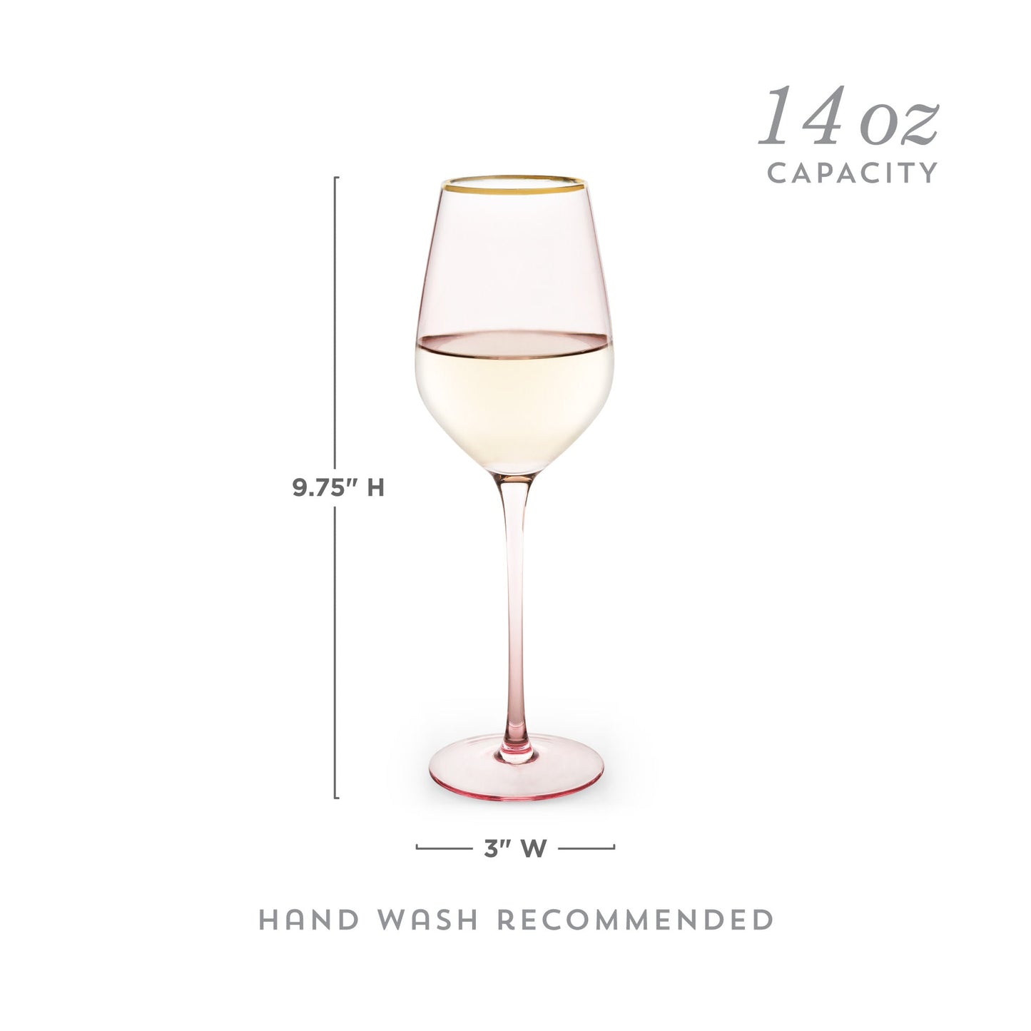 Rose Crystal Wine Glasses with Gold Rim Set