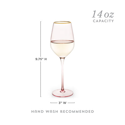 Rose Crystal Wine Glasses with Gold Rim Set
