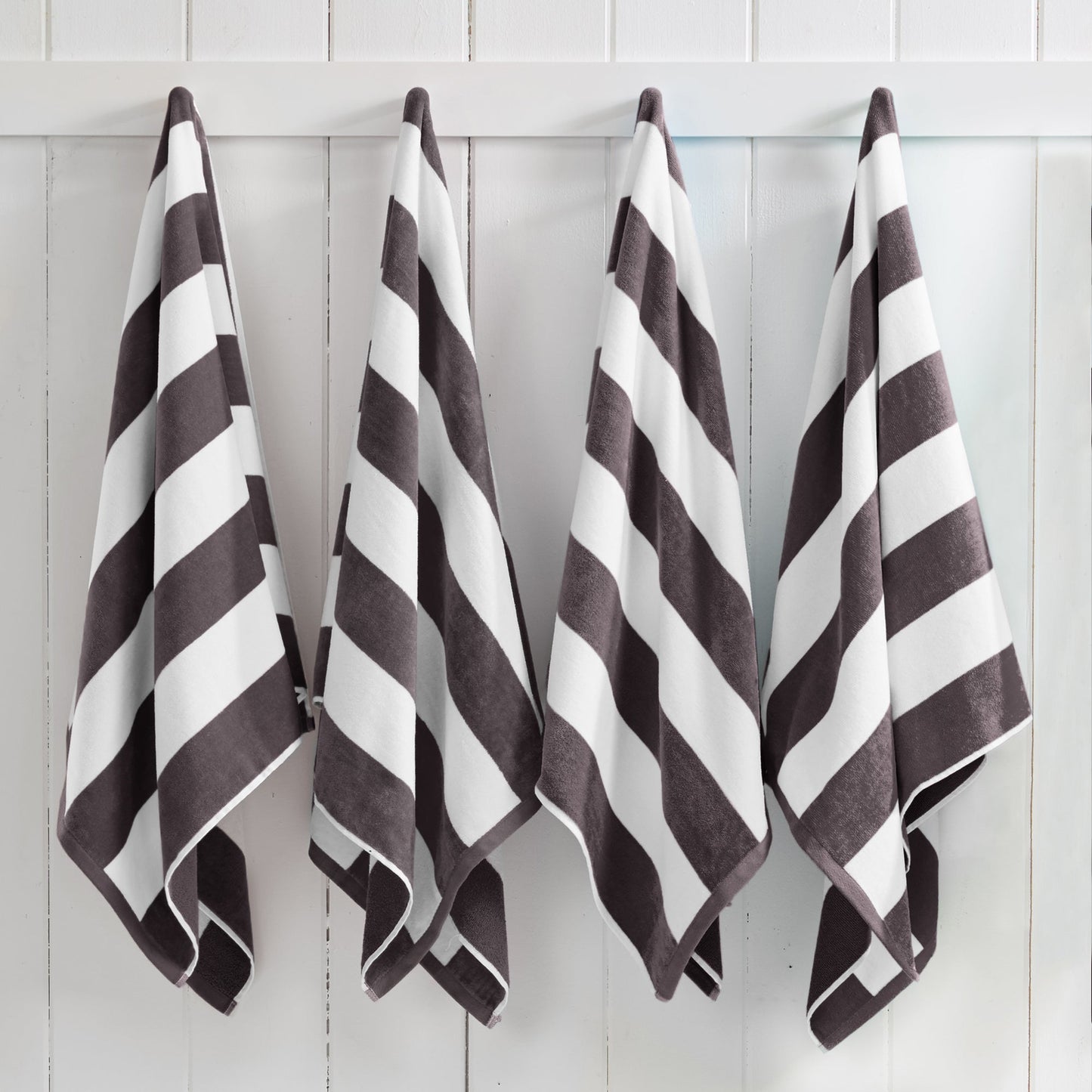 Cotton And Velour Cabana Stripe Beach Towel