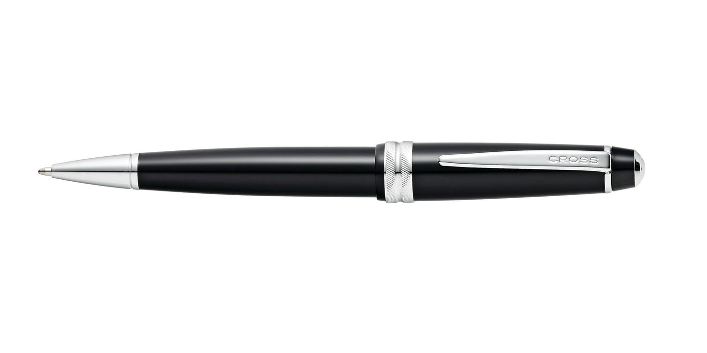 Bailey Light glossy black resin ballpoint pen by A.T. Cross with silver tip, knurled ring, clip on Tampa Home & Garden Store