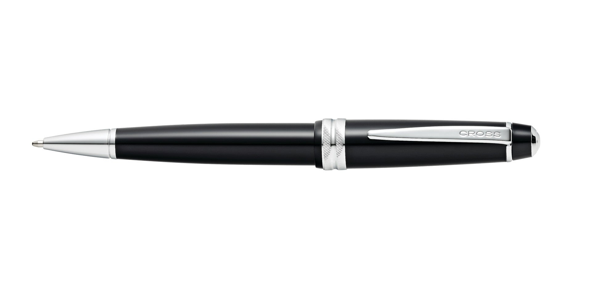 Bailey Light glossy black resin ballpoint pen by A.T. Cross with silver tip, knurled ring, clip on Tampa Home & Garden Store