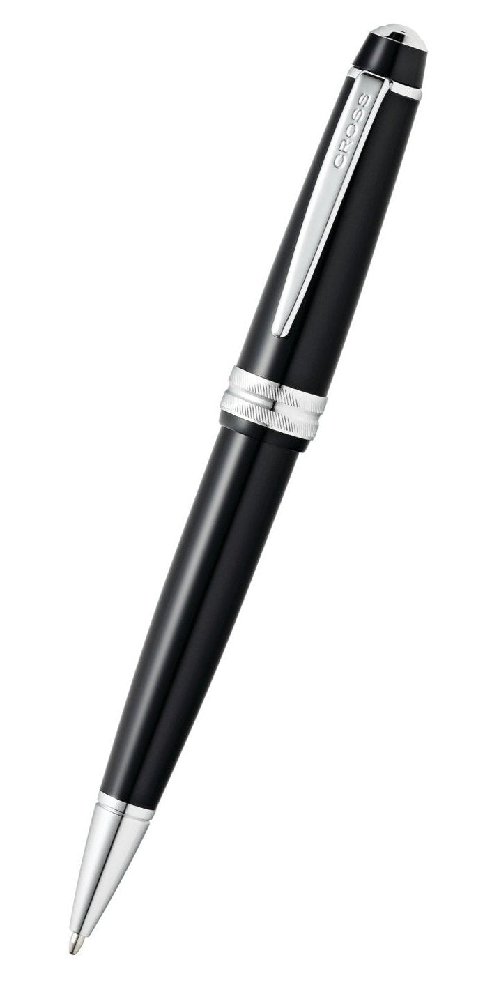 Bailey Light glossy black resin ballpoint pen by A.T. Cross with silver clip and cap band on Tampa Home & Garden Store