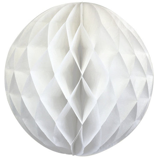 Décoration de fête en forme de boule alvéolée - Blanche - 24,8 cm