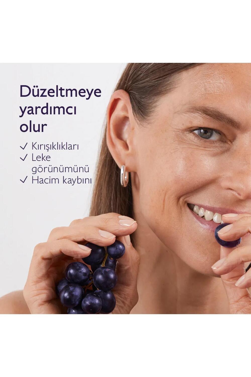 Caudalie Premier Cru Luxury Moisturizing Cream Refill Capsule with woman holding grapes on Tampa Home & Garden Store