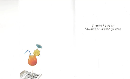 Old Enough to Celebrate Retirement Card by The Country Christmas Loft with orange cocktail on Tampa Home & Garden Store