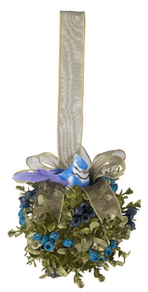 Blue Jay Mistletoe Kissing Ball - 5 inch - Tampa Home & Garden Store