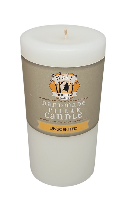 Mole Hollow Unscented Pillar Candle (Stark White)  -