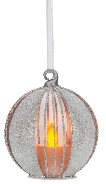 Silver Stripe Candle Glow Ornament - Tampa Home & Garden Store
