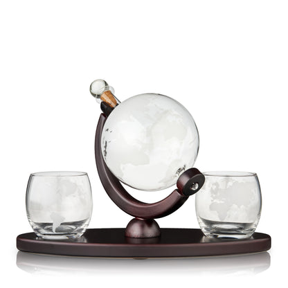 Frosted Globe Decanter and Whiskey Tumblers