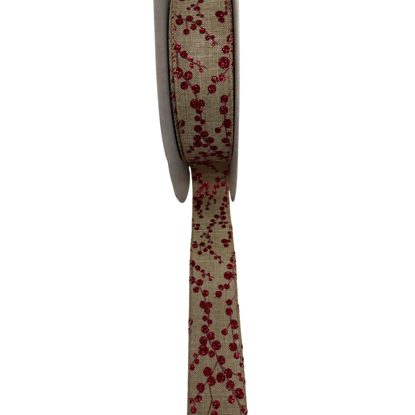 Burlap Berry Ribbon 1.5in wide burlap with red sequin berries by The Country Christmas Loft on Tampa Home & Garden Store