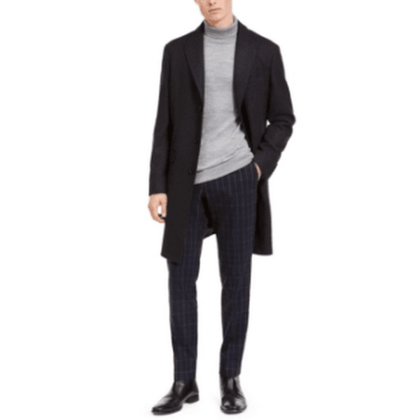 Calvin Klein Mens Malibu Slim Black Overcoat