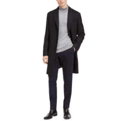 Calvin Klein Mens Malibu Slim Black Overcoat