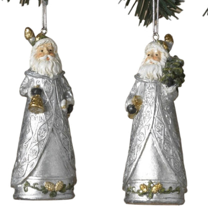 Adorno de Papá Noel vintage plateado -