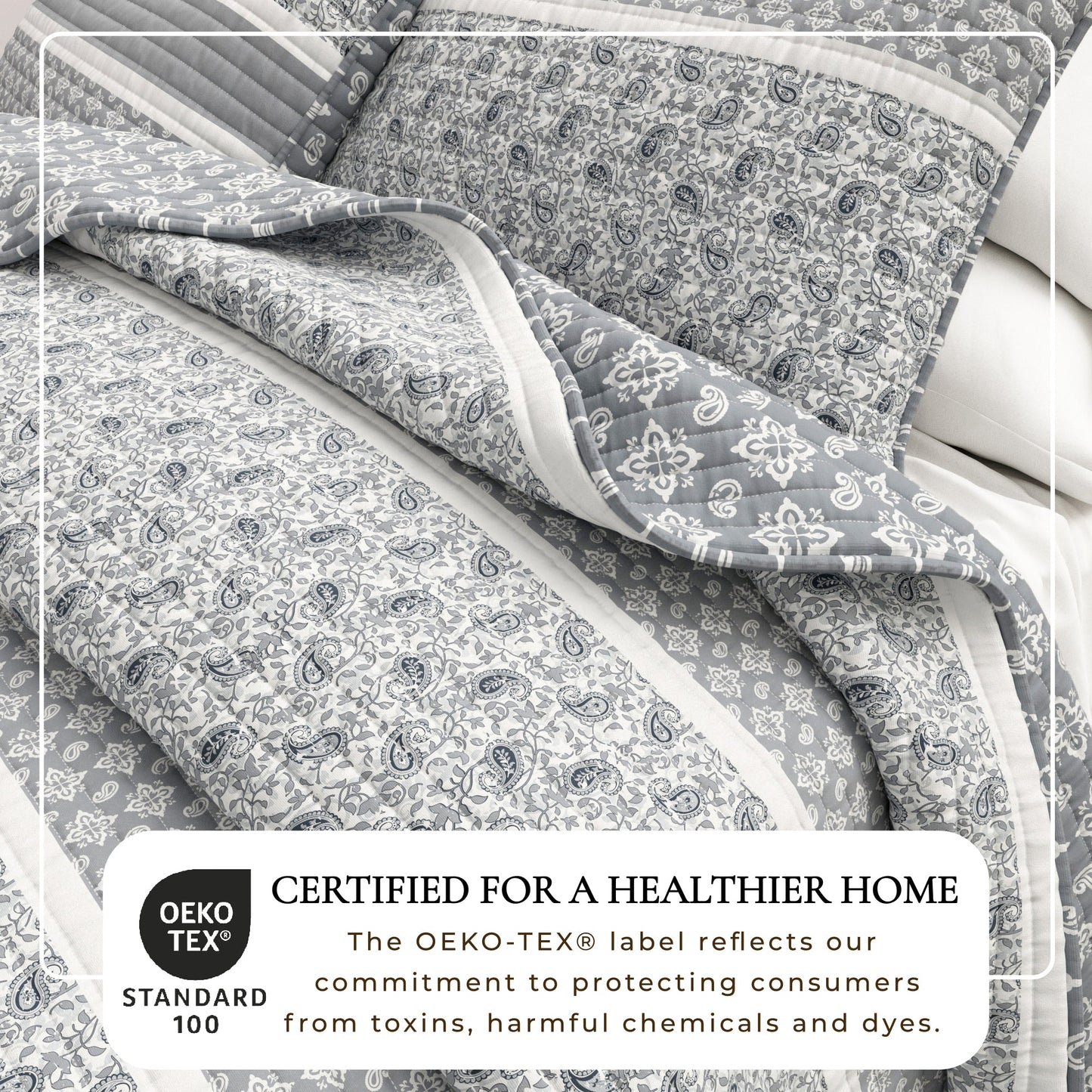 Reversible Paisley Stripe Microfiber Quilt