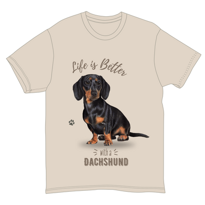 La vie est meilleure avec un teckel - T-shirt noir