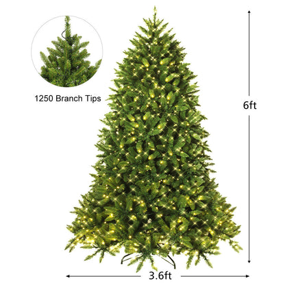 Premium Hinged Artificial Christmas Tree with LED Lights, 6ft tall, 1250 tips DirectDeals on Tampa Home & Garden Store