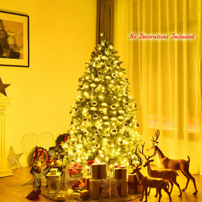 Premium Hinged Artificial Fir Christmas Tree with warm white LED lights and gold ornaments on Tampa Home & Garden Store