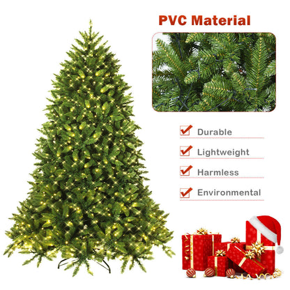 Premium Hinged Artificial Fir Christmas Tree with LED Lights DirectDeals PVC material on Tampa Home & Garden Store