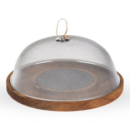 Slate and Acacia Cheese Board With Mesh Dome