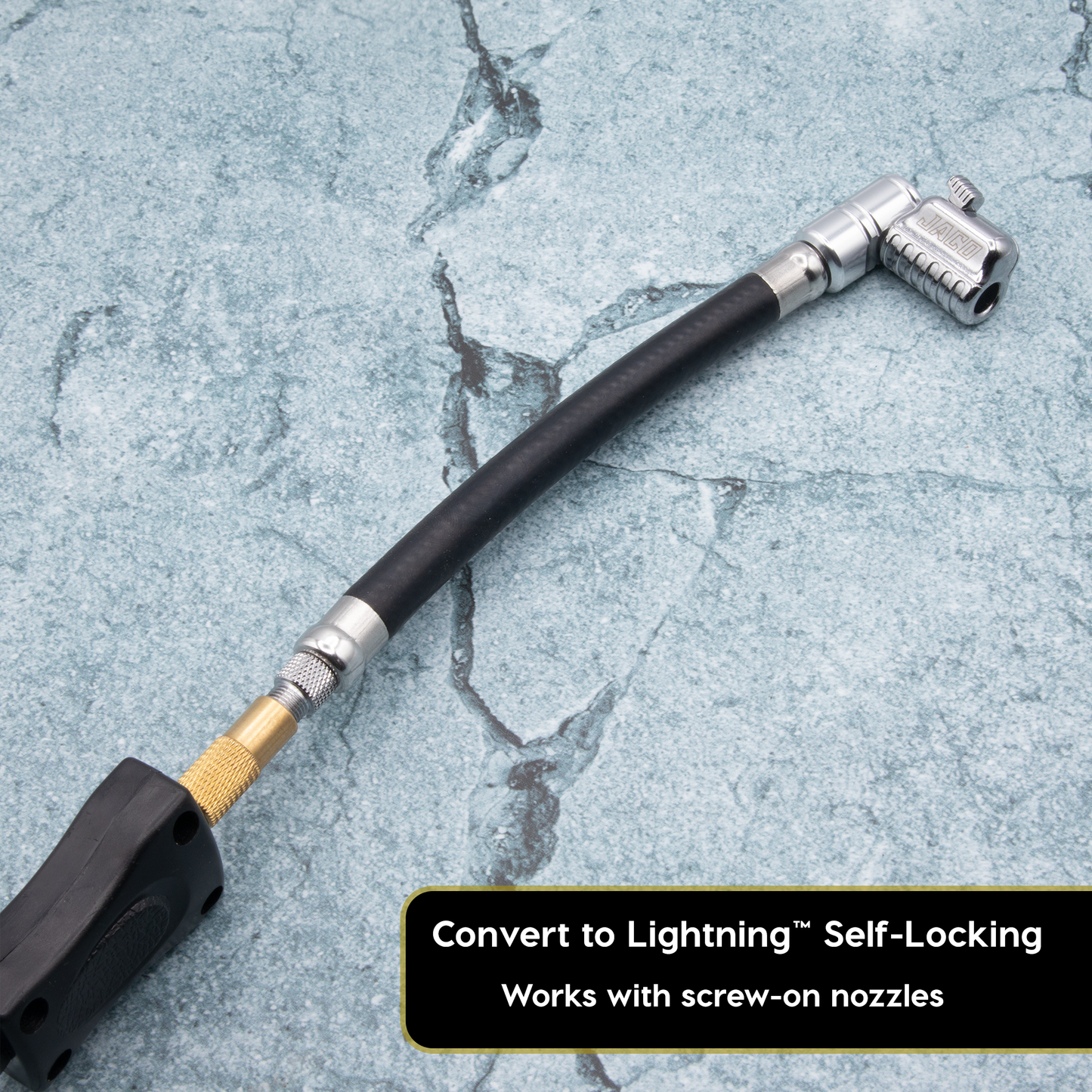 Rallonge de tuyau de gonflage Lightning L2X avec embout autobloquant | Adaptateur de tuyau d'air verrouillable breveté pour pompes à pneus (flux ouvert)