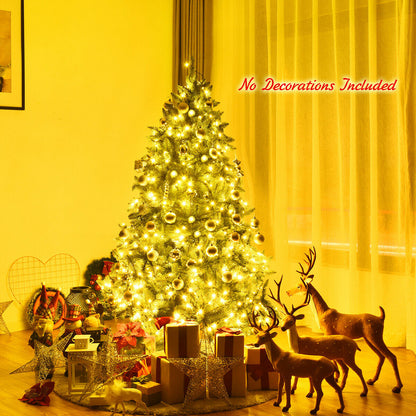 Premium Hinged Artificial Fir Christmas Tree with LED Lights, warm white LEDs and gold ornaments on Tampa Home & Garden Store