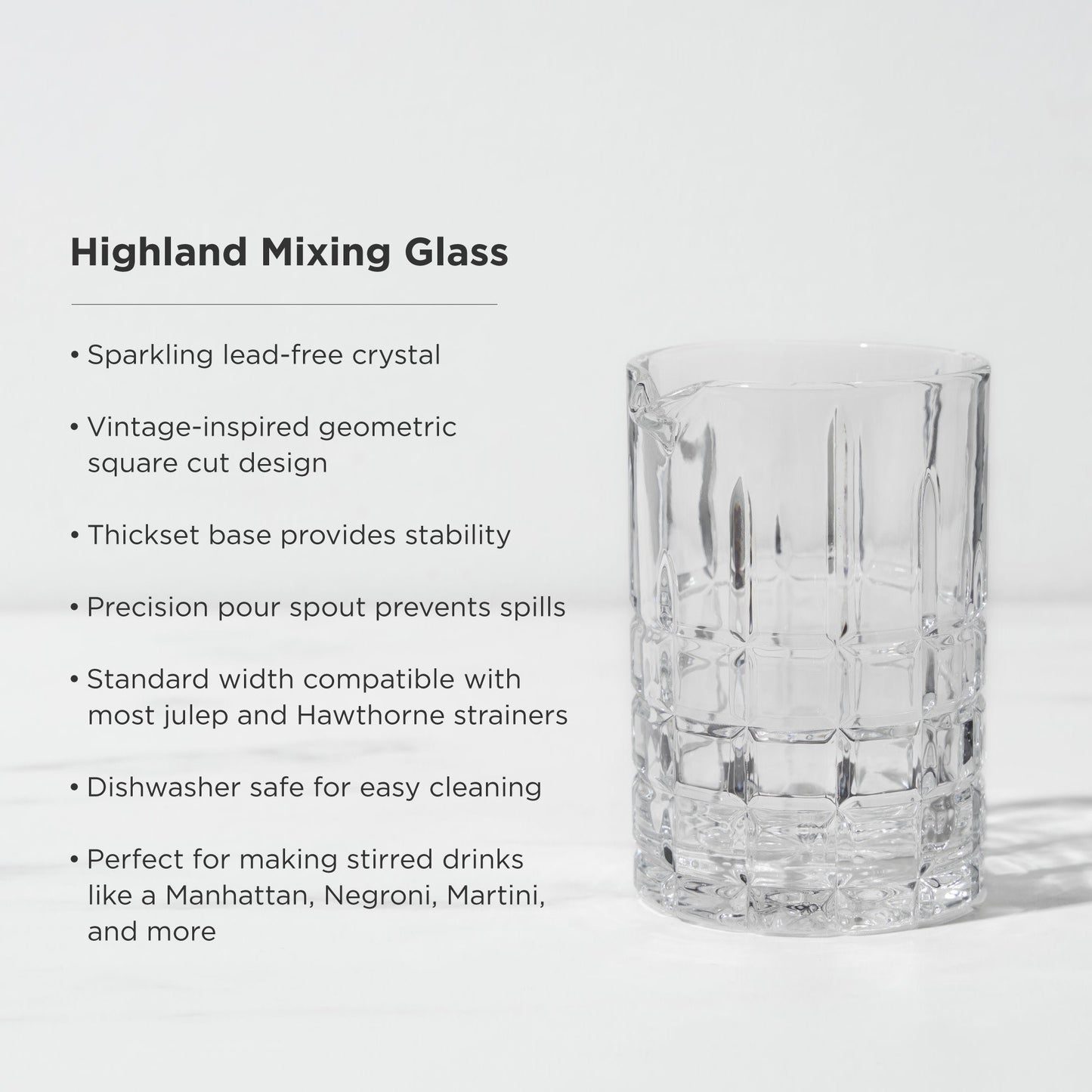 Highland Crystal Mixing Glass For the Home Bar