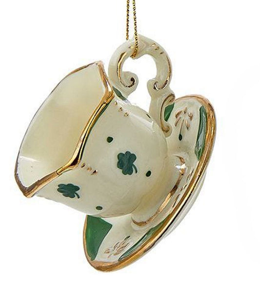 Porcelain Irish Tea Ornament - Teacup Shamrock - Tampa Home & Garden Store