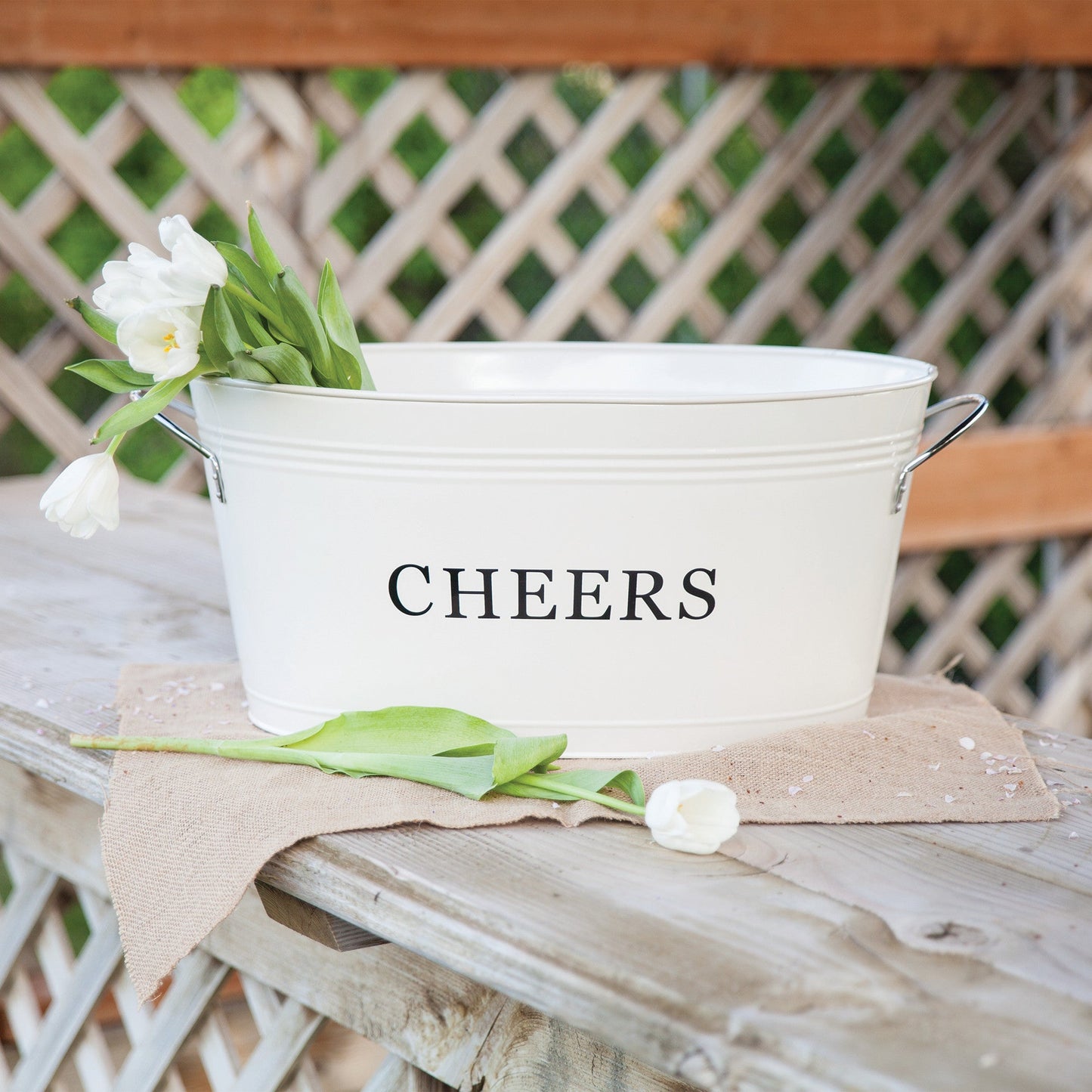 Cheers Galvanized Metal Drink Cooler Party