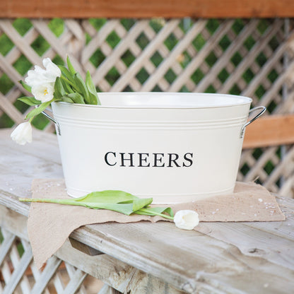 Cheers Galvanized Metal Drink Cooler Party
