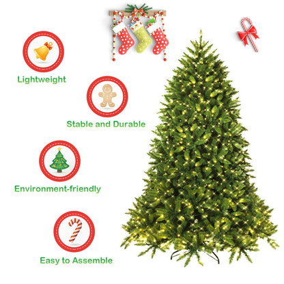 DirectDeals Premium Hinged Fir Christmas Tree with LED Lights, tall green tree on Tampa Home & Garden Store