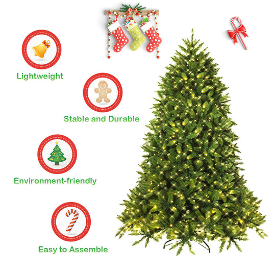 DirectDeals Premium Hinged Fir Christmas Tree with LED Lights, tall green tree on Tampa Home & Garden Store