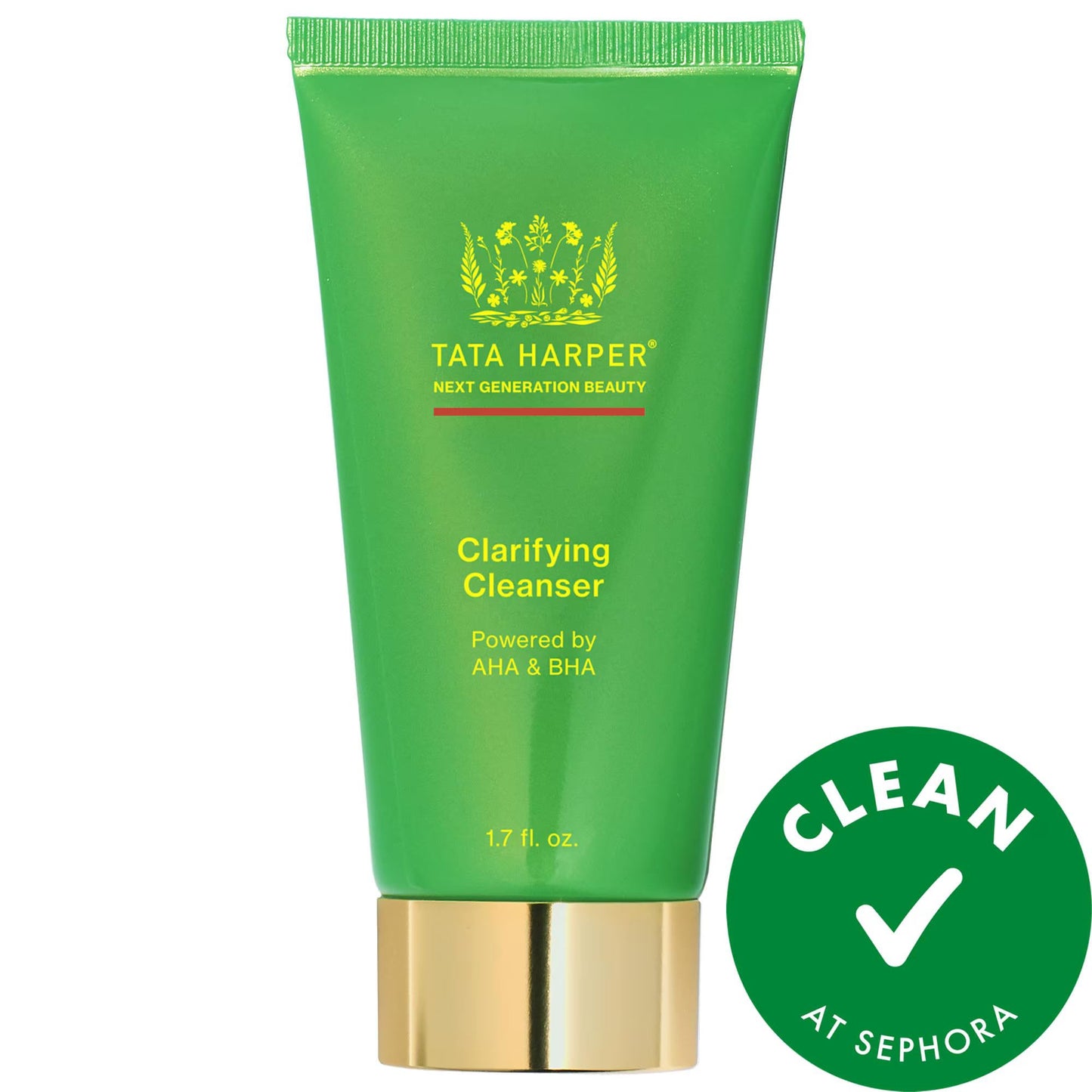 Tata Harper Clarifying Cleanser tube, green with gold cap, Sephora label on packaging on Tampa Home & Garden Store