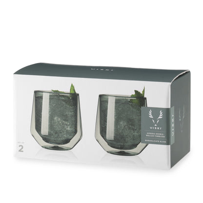 Aurora Set of Smoke Grey Double Walled Tumblers
