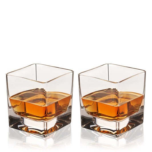 Braque Square Base Crystal Rocks Glass Set