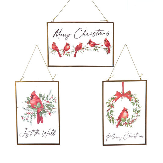 Glass Plate With Cardinal Ornament - - Tampa Home & Garden Store