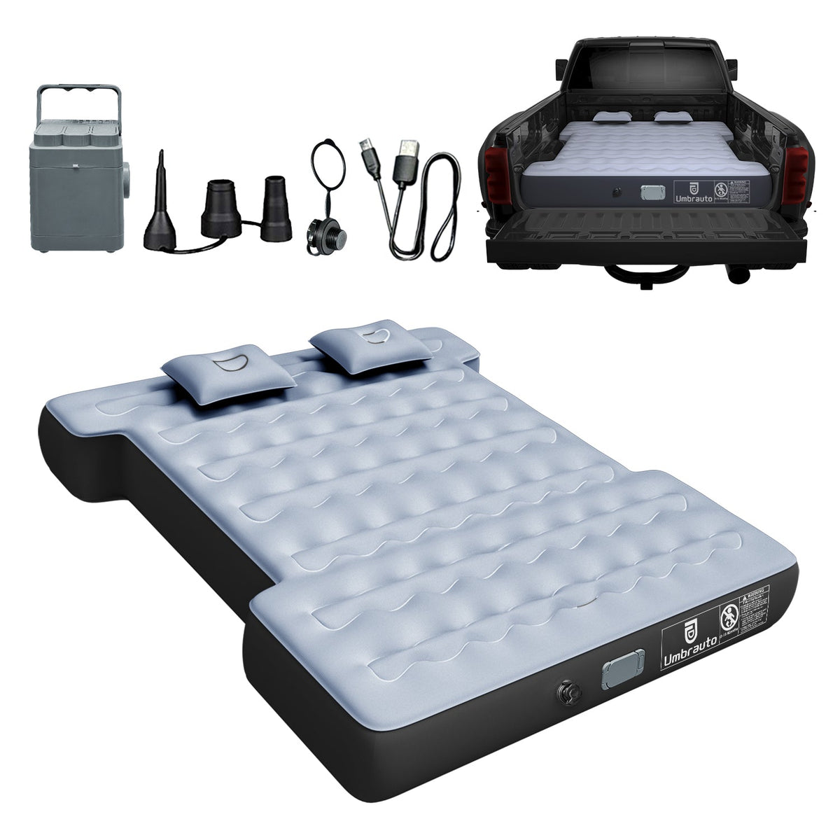 Umbrauto truck bed air mattress kit with built-in pump for 5.5–6.5 ft beds on Tampa Home & Garden Store