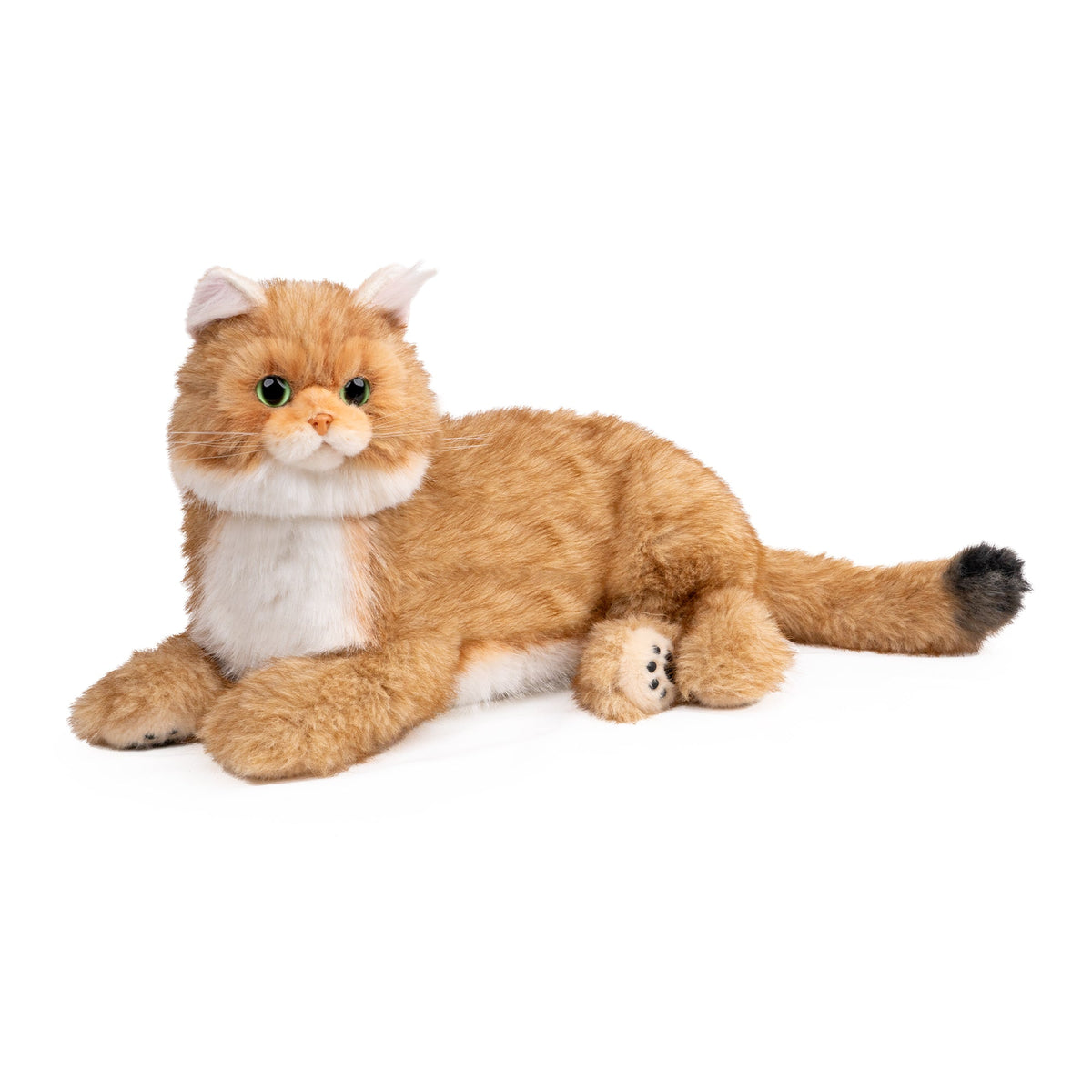 Percy 2.0 Golden Shorthair Plush with Heartbeat Chongker plush cat; orange fur, green eyes on Tampa Home & Garden Store