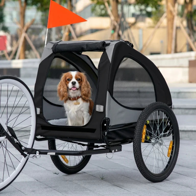 Dog bike trailer for medium dogs, black gray pet stroller mesh and orange flag Furr Baby Gifts on Tampa Home & Garden Store