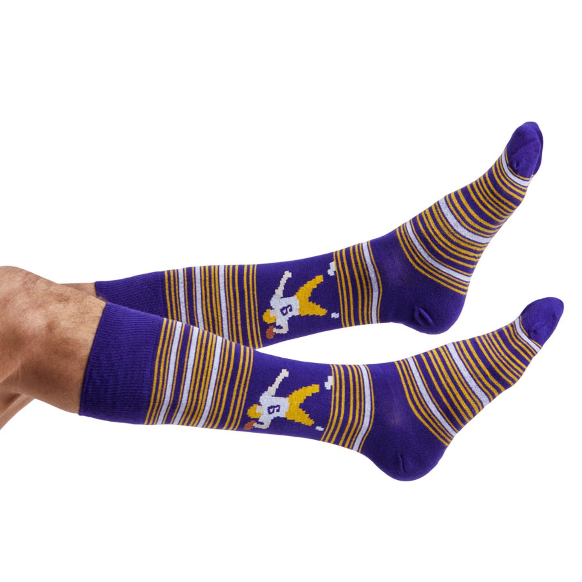 LA Mixed 4-Pack Bundle Socks by DeadSoxy, team colorways in purple with yellow stripes on Tampa Home & Garden Store
