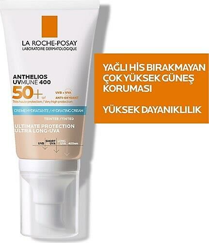 La Roche-Posay Anthelios UVmune 400 tinted sunscreen SPF 50+, white tube with orange label, hydrating formula on Tampa Home & Garden Store