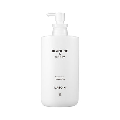 LABO-H Scalp Strengthening Shampoo Blanche & Woody bottle with a white pump on Tampa Home & Garden Store