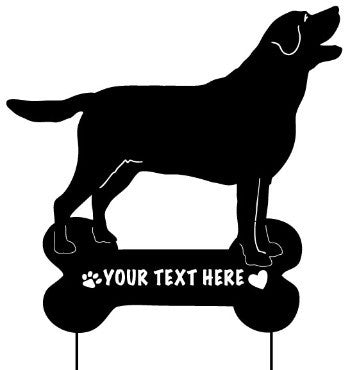 Labrador memorial lawn ornament black silhouette on a bone base with Your Text Here on Tampa Home & Garden Store