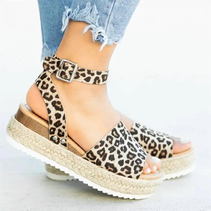 Leopard Print Platform Sandals for Women