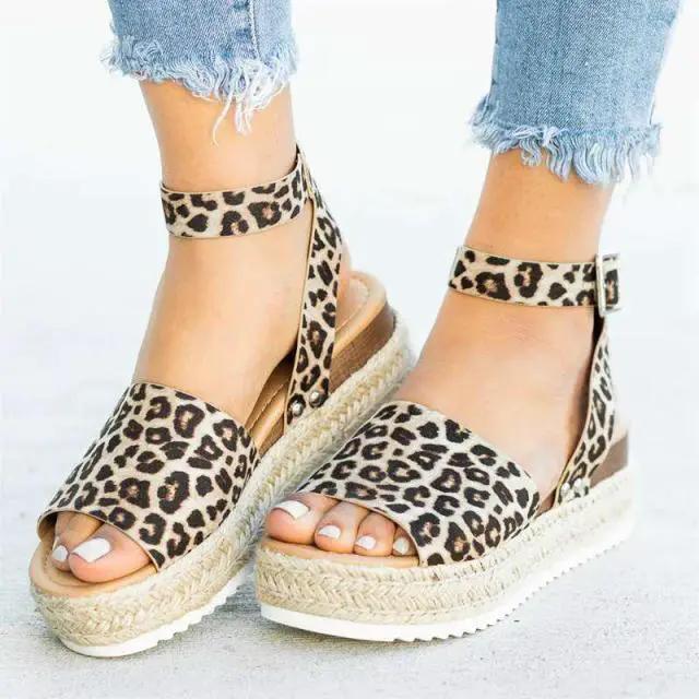Leopard Print Platform Sandals for Women
