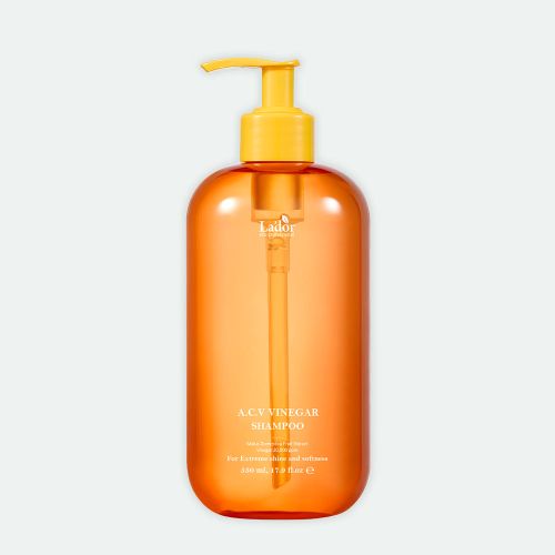 Shampoo LADOR ACV Vinegar 530ml Seoulia orange bottle with yellow pump on Tampa Home & Garden Store